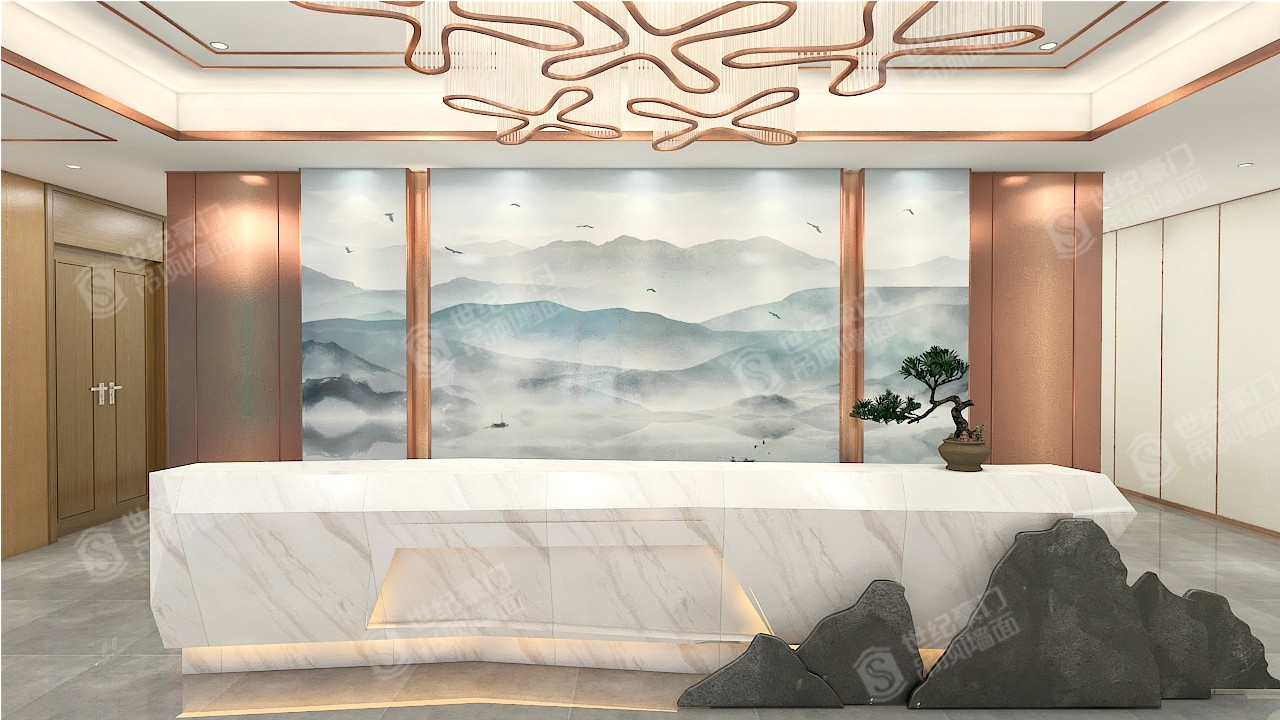 酒店吧臺背景（3D畫+玫瑰金燈槽包邊）.jpg